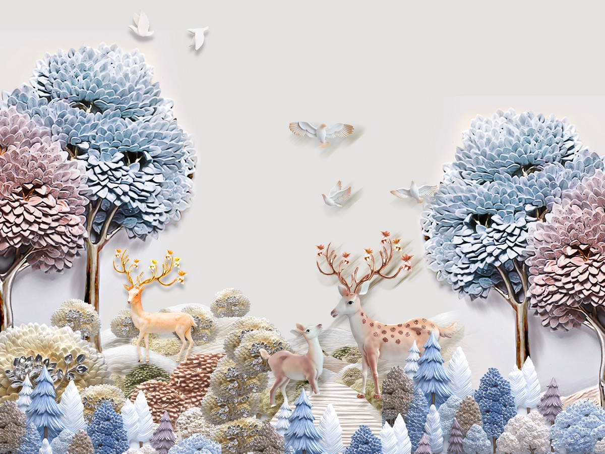 Фреска Зимний лес 3D